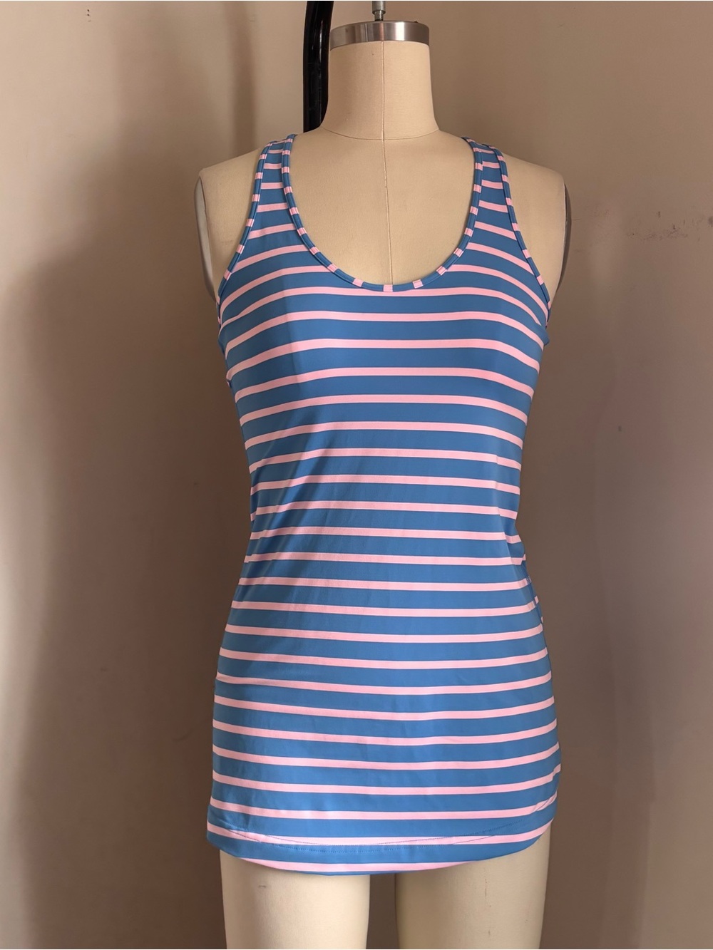 lululemon athletica Blue and Pink Striped Tank Top